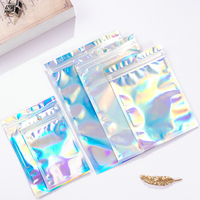 Pochette holographique à fermeture éclair transparente, impression personnalisée, réfléchissant la lumière, Laser refermable, sacs en aluminium Mylar Iridescent
