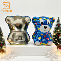 Lata Metálica con Forma de Oso para Monedas, Personalizable con Logotipo, Caja de Metal Vacía para Dulces y Galletas, Contenedor de Ahorro para Niños