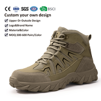 Bottes de sécurité pour hommes à haute tige, imperméables, résistantes aux chocs, avec embout en acier, en microfibre, en daim PU, en cuir et en maille