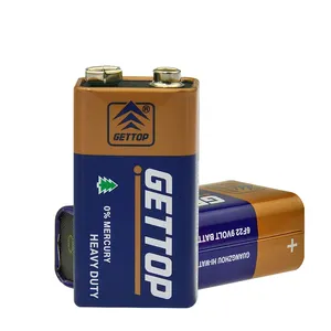 GETTOP 9V 6F22 Jetable Super Heavy Carbon Batteries Multimètre Batterie pour Jouets Électriques Grand Réveil Durable