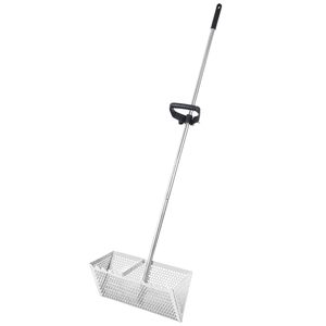 Rastrillo para pulgas con mango de 51 pulgadas, rastrillo desmontable para pulgas de arena, la pantalla de dientes de tiburón viene con una pantalla de drenaje de 16 pulgadas de ancho - Product Image 1
