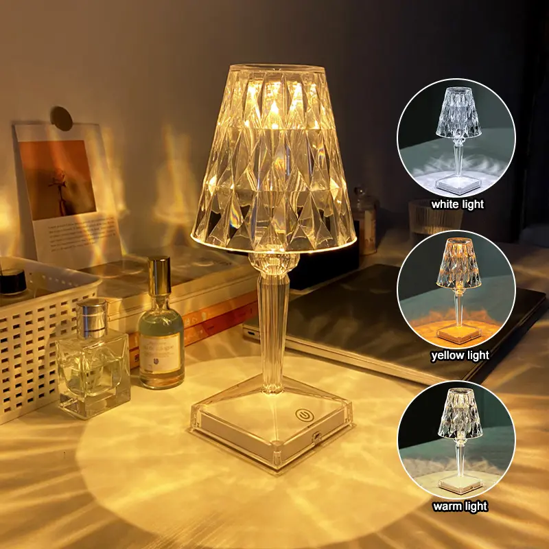 Quickly delivery high quality led table lamp Crystal touch Desk Lamp 3 colors 16 colors RGB with remote control for decoration