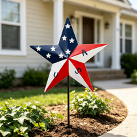 Décoration de jardin patriotique en métal avec étoile USA pour le 4 juillet, à installer dans la pelouse extérieure