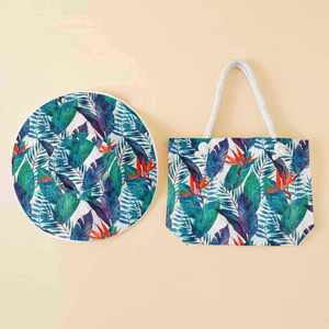 Conjunto de Bolso de Lona y Sombrero de Playa de Dos Piezas, Estilo Europeo y Americano, Bolso de Compras Simple y Moderno, Sombrero Informal - Product Image 3