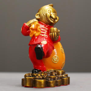 Adorno de Mono con Bolsa de Tela, Decoración Creativa y Tradicional para el Hogar y Escritorio, Regalo de Inauguración de Tienda, Bolsa de Dinero, Decoración de Latón - Product Image 2