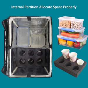 Échantillon gratuit Grand sac isotherme pliable rectangulaire réutilisable avec fermeture éclair pour la livraison de nourriture personnalisée - Product Image 5