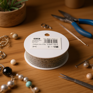 Catena in acciaio Ilan 3,0 mm x 100 m colore bianco per artigianato e creazione di gioielli - Product Image 3