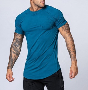 Abbigliamento sportivo personalizzato da allenamento ad asciugatura rapida abbigliamento sportivo con orlo curvo T-shirt da ginnastica in bambù anti-umidità T-shirt da uomo - Product Image 6