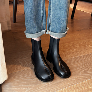 חדש רזה חורף קצר מגפיים אופנתיים קצה פתוח באמצע שרוול מגפי נעלי נשים - Product Image 4