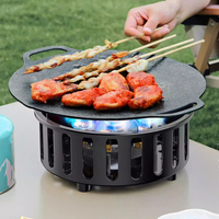 Estufa de Gas Portátil Ligera, Resistente al Viento y Plegable para Camping, 7 Quemadores, Potente Llama Automática, Sin Encendedor