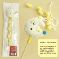 Jouet interactif pour chat : Baguette de chat avec étoile et lune, longue tige, pompon, poupée en peluche couleur bonbon, pour usage intérieur, fournitures pour animaux de compagnie, style varié