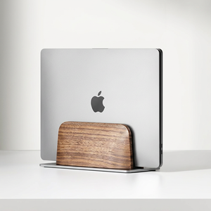 Soporte para Portátil con Diseño de Madera, Elevador de Escritorio, Soporte para Monitor, Base de Aluminio para Escritorio de Oficina - Product Image 1