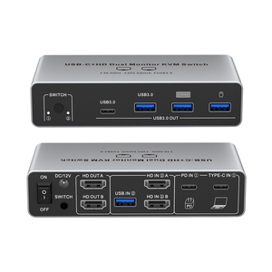 Conmutador <span class=keywords><strong>KVM</strong></span> SYONG <span class=keywords><strong>USB</strong></span>-<span class=keywords><strong>C</strong></span>+HDMI para 2 Monitores y 2 Computadoras, 4K60Hz, 5Gbps, Comparte 2 Monitores y 4 Dispositivos <span class=keywords><strong>USB</strong></span> 3.0, Carga PD de 100W - Product Image 1