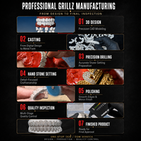 Hiphop Moissanite Diamond Grillz nid d'abeille personnalisé pour les dents pour hommes femmes