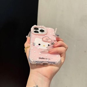 Thời Trang Phim Hoạt Hình Kitty Mèo Kim Cương Bow Nhựa Charms Điện Thoại Di Động Trường Hợp Đối Với <span class=keywords><strong>iPhone</strong></span> 17air 16 15 14 13 12 11 Pro Max Bảo Vệ Bìa - Product Image 5