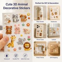 SIMNO Kids 3D Cartoon Animal Pegatinas decorativas Diversión PVC DIY Haz tu propia Mini tienda Escena creativa Viñetas