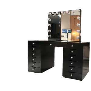 Coiffeuse rose de luxe avec éclairage LED, grand miroir de maquillage, table de toilette avec rangement, 13 tiroirs <span class=keywords><strong>pour</strong></span> la <span class=keywords><strong>chambre</strong></span> à coucher, fabricant de meubles - Product Image 6
