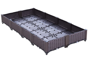 Jardinière surélevée en plastique durable, pot <span class=keywords><strong>de</strong></span> fleurs carré marron pour intérieur et extérieur, kit <span class=keywords><strong>de</strong></span> jardinière surélevée, bac <span class=keywords><strong>de</strong></span> plantation - Product Image 2