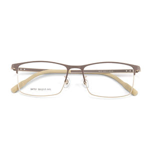 Montures de lunettes rectangulaires en alliage pour hommes style Voss 34751, monture complète, branches en silicone bicolores antidérapantes - Product Image 1