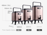 Seau à thé double paroi en acier inoxydable 8L 10L avec chauffage électrique et robinet pour thé aux perles