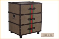 Malle de rangement en bois recouvert de toile, décorative, Style coffre, Table basse, avec roulettes, 1 pièce