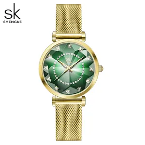 Sk k0187 בנות ירוק פופולרי קוורץ שעון רשת potty איטום צמיד וינטג 'אלגנטי שעון עיצוב החברה