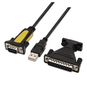Cable convertidor USB macho a DB9 macho, 1.8m, color negro, para conectar impresoras y dispositivos en serie. - Product Image 1