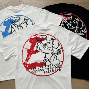 เสื้อเชิ๊ตผู้ชายเสื้อเชิ๊ตพิมพ์ลายเสื้อยืดแขนสั้นสำหรับผู้ชายผ้าฝ้าย100% ไฮสตรีทอันสมัย - Product Image 1