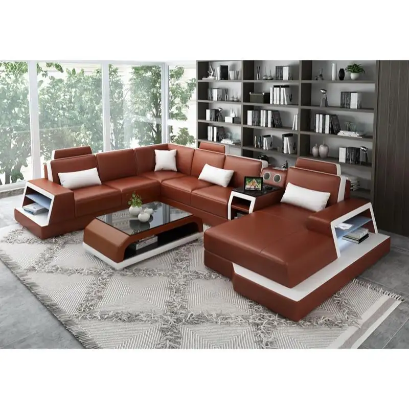 Wholesale light simple xectional leather sofa creative corner sofa furniture