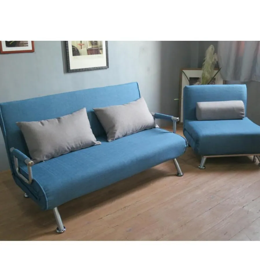 Sofa Cama Convertible Futon Microfibra Mueble Cojin de Alta Densidad Ajustable 