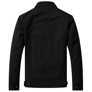 แจ็กเก็ตเข้ารูปของผู้ชายผ้าฝ้ายสีดำล้วนเสื้อแจ็กเก็ตมีกระเป๋ามี100% ดีไซน์ OEM ตามสั่งจากบังคลาเทศ - Product Image 2