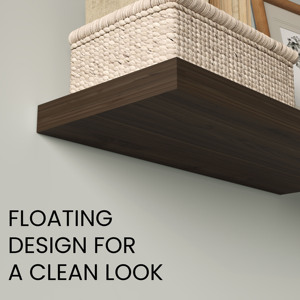 Floating <b>Shelves</b> Dark Oak 2 <b>Shelves</b> 1.50 In H <b>Wall</b> Display Storage - Product Image 4