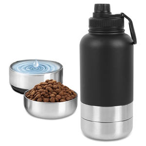 3 in 1 Outdoor Portable <b>Dog</b> Water Bottle 32Oz with 2 <b>Bowls</b> Feeder Stainless Steel Insulated <b>Travel</b> with Carrier Bag - Product Image 1
