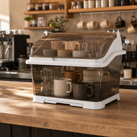 Boîte de rangement de cuisine à couvercle avec égouttoir et porte-baguettes Vaisselle anti-poussière pour café, thé, café, bar