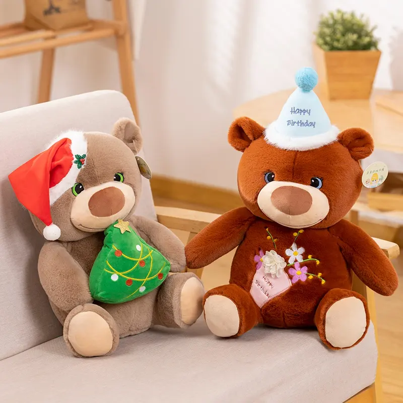 Peluş oyuncak ayı peluş dolgu hayvan oyuncaklar yumuşak çocuklar için mutlu doğum günü oyuncak ayı