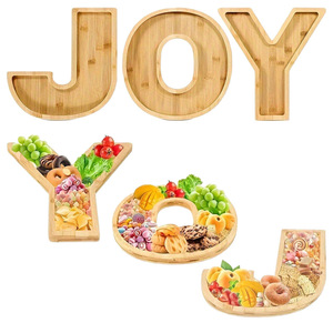 Bamboo JOY Letter <b>Tray</b> Set Serving Platter For Fruit Cheese Pastry Hotel Coffee <b>Tea</b> Party Decor - Product Image 5