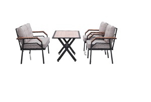 Juego de Muebles de Exterior Kugu Ceyhan Modernos Hechos en Turquía, 4 Piezas, Mesa de Madera con Estructura Metálica, Silla Desmontable para Balcón, Cafetería, Hotel - Product Image 2