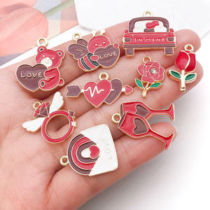 Nouvelle Série Saint-Valentin Transfrontalière : Pendentif Cœur en <span class=keywords><strong>Pierre</strong></span> Naturelle Effet Goutte, Accessoires de Bijoux en Alliage DIY pour Collier - Product Image 1