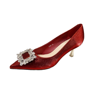 Tacones Altos Sexys de Microfibra con Pedrería en Punta, Estilo Francés, Diseño Nuevo de Otoño para Mujer, Cierre Deslizante de 6-8 cm, Tallas Grandes - Product Image 1