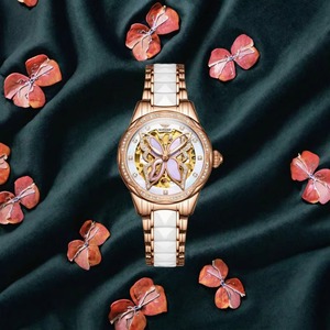 Montre mécanique squelette de luxe pour femme, personnalisable avec logo, mouvement Citizen, acier inoxydable, analogique - Product Image 2