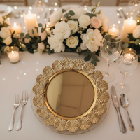 Assiette de Présentation Dorée en Plastique PP de 13 Pouces, Motif Personnalisé, Luxe, Durable et Réutilisable pour Mariages, Anniversaires et Festivals – Choix Premium