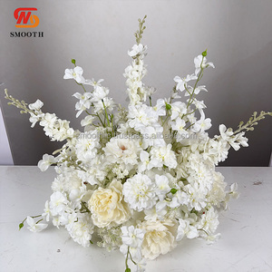 ช่อดอกไม้ผ้าไหมงาช้างมาใหม่เรียบสำหรับประดับกลางโต๊ะงานแต่งงาน - Product Image 6