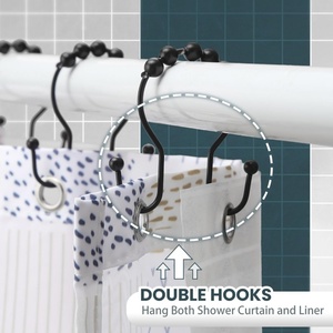 Crochets de rideau de douche à glissement fluide, double crochet, anti-rouille, supports pour rideau de douche - Product Image 4