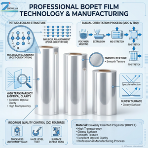 Película Base de Impresión de 12μm, Película BOPET, para Impresión/Recubrimiento por Extrusión/Bolsas Termosellables para Alimentos Congelados/Envases para Alimentos o Cosméticos - Product Image 3