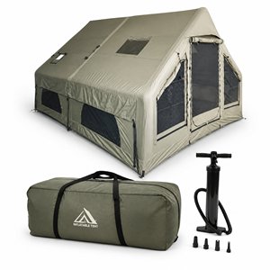 <span class=keywords><strong>Tente</strong></span> gonflable en coton 12 ㎡   <span class=keywords><strong>Tente</strong></span> de glamping verte 3x4m en toile TC 210g imperméable avec cheminée pour camping en plein air - Product Image 5