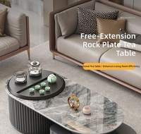 Ensemble table basse et meuble TV en pierre frittée, style minimaliste moderne, bois massif de luxe, meubles de salon écologiques