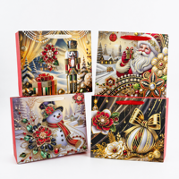 Sacs cadeaux en papier de Noël de luxe CS16, sacs de shopping festifs de Noël avec poignée en ruban pour les cadeaux de vacances