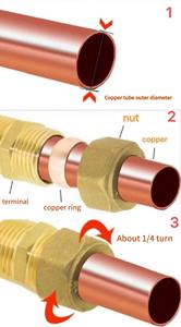 Collecteur solaire à plaque plate à double ferrule 22, avec tube en cuivre épaissi et raccords filetés en laiton forgé <span class=keywords><strong>BSPP</strong></span>/BSPT/NPT - Product Image 6