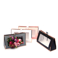 Creative Triangle Flower Paper Box Foldable Hollowed Floral Packaging Boxes Flower Arrangement Vase Box