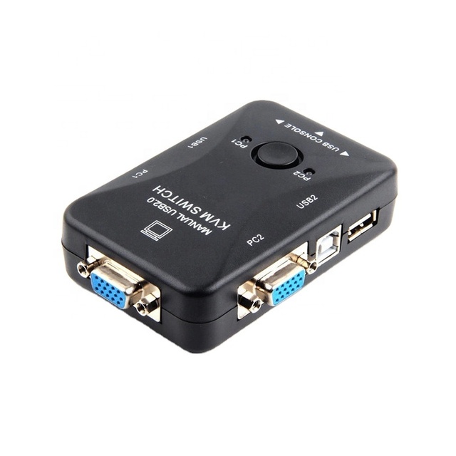 2 Port KVM Switch VGA USB2.0 2 in 1 Out KVM Switcher Switch Box Adapter Connects Printer Keyboard Mouse